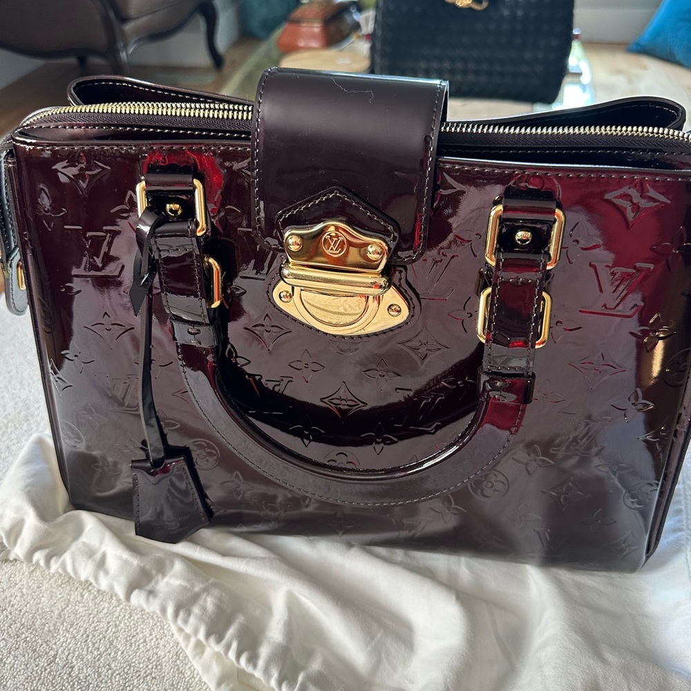 Louis Vuitton Dark Red Patent Leather Satchel